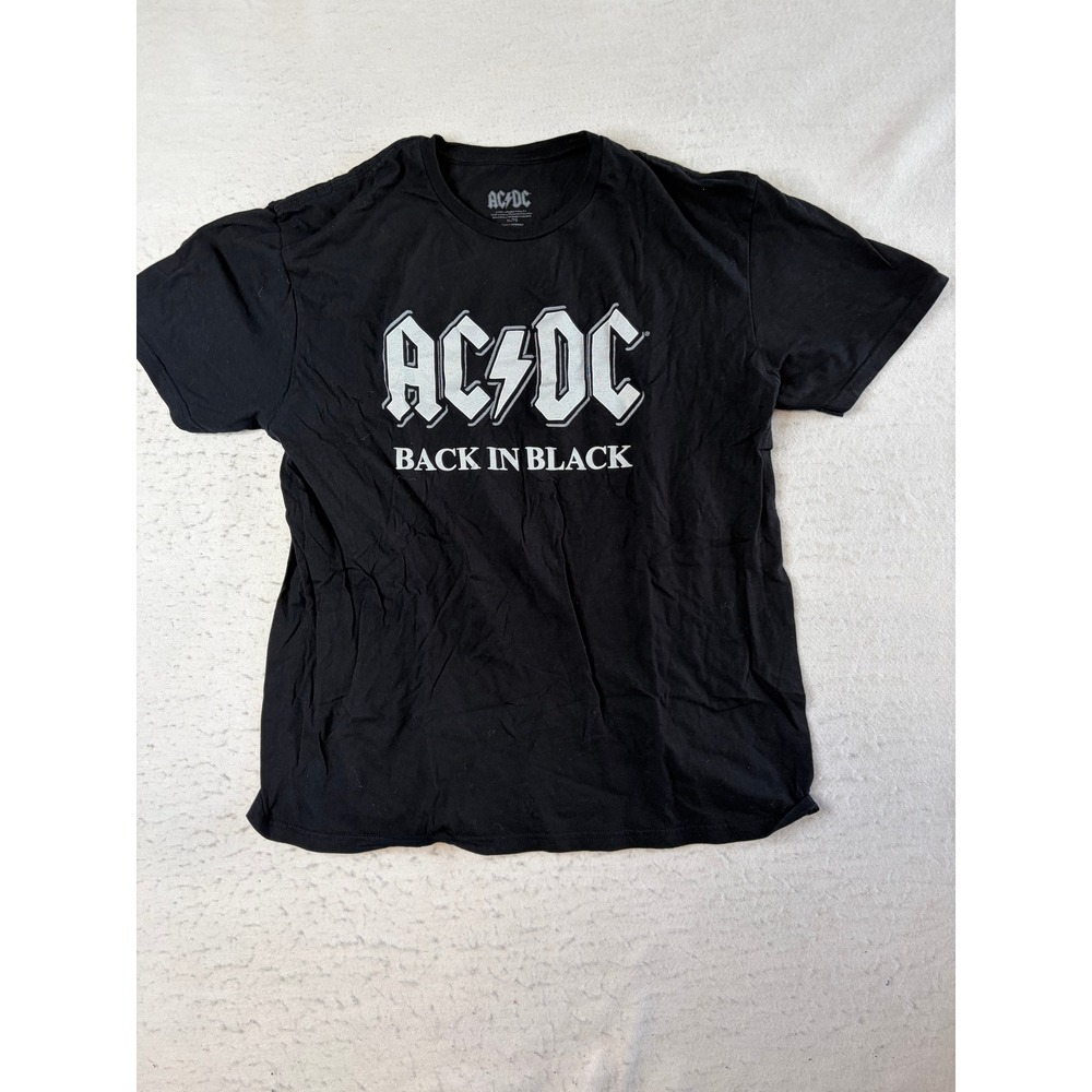 AC/DC Graphic T-Shirt Mens XL Black Back in Black Rock Band‎ Short Sleeve